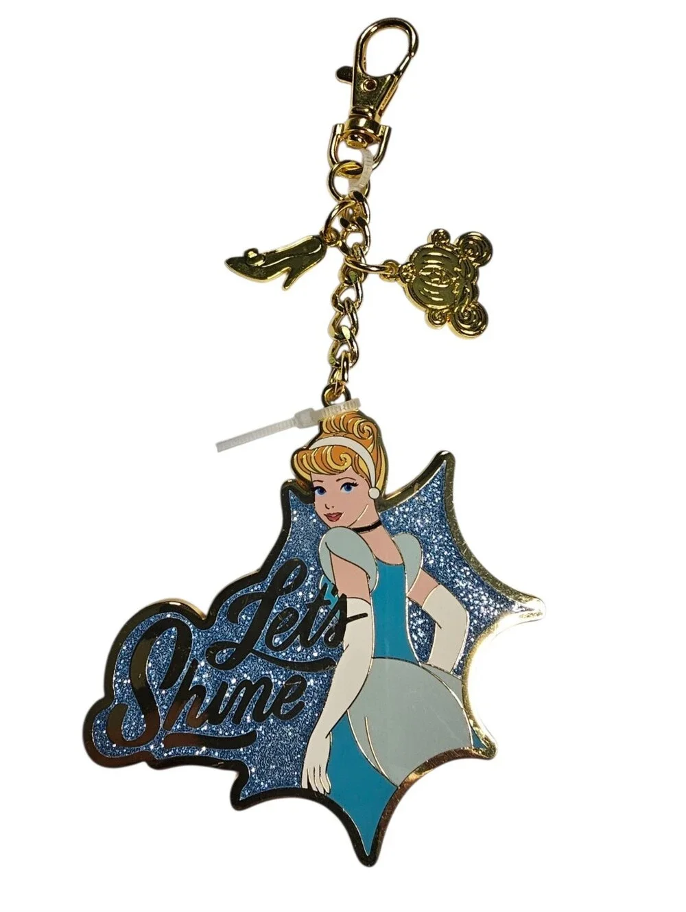 Disney Parks Cinderella 'Let's Shine' Glitter Keychain - NWOT